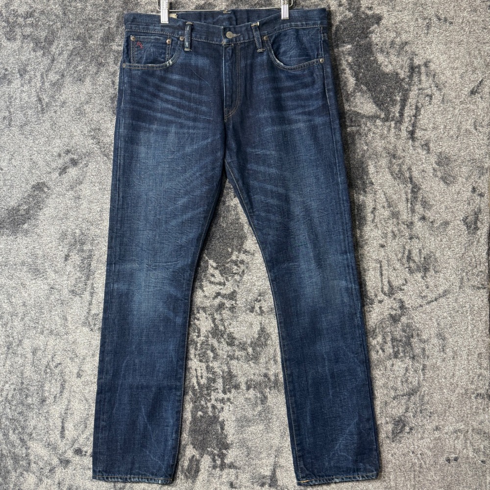 Polo Ralph Lauren Varick Slim Straight Jeans Mens 34x32 Dark Wash Denim Fade